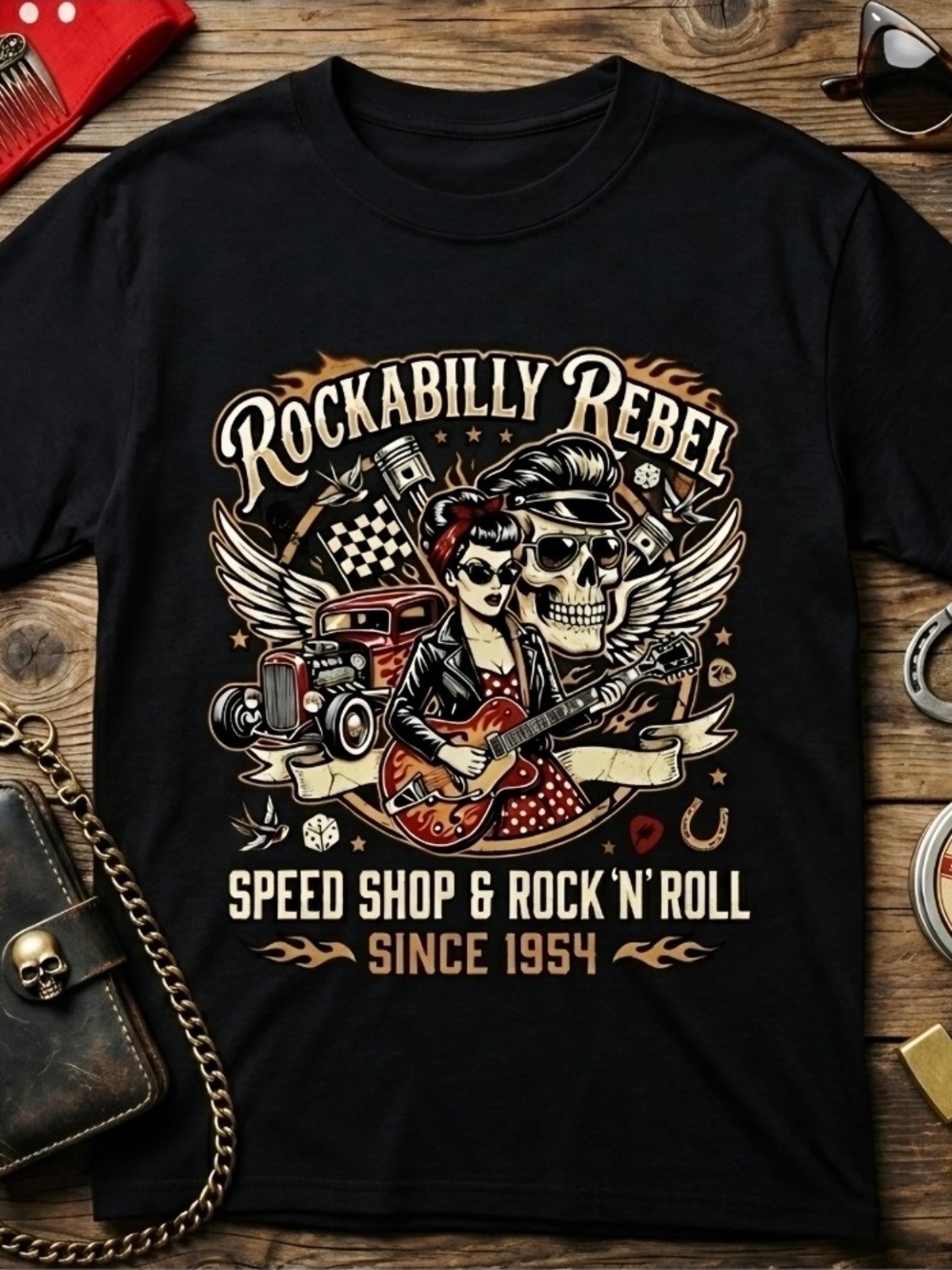 Rockabilly Rebel Retro Hot Rod Graphic Tee | Unisex | Vintage Rock ’n’ Roll